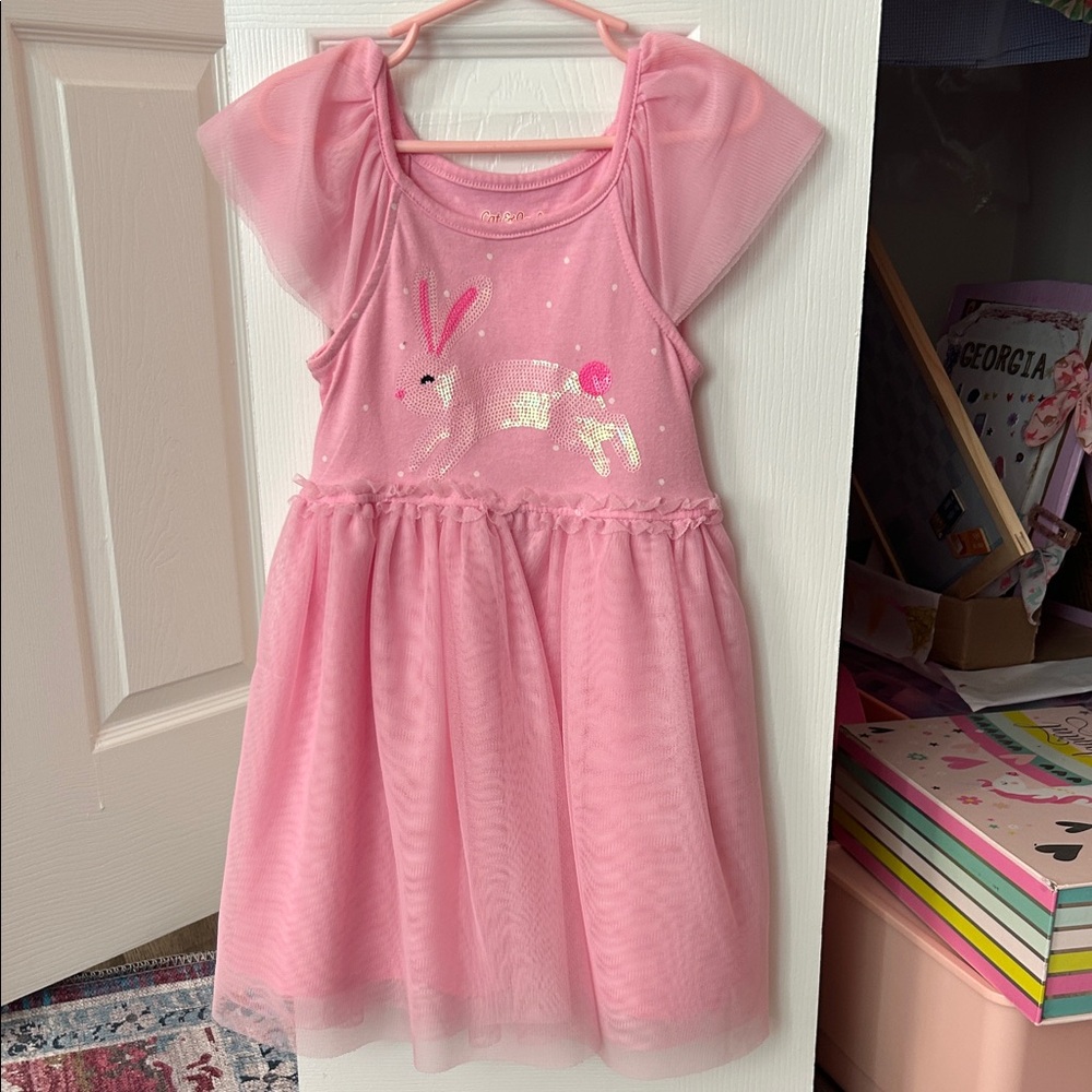 Pink Kids Dress with Bunny Design